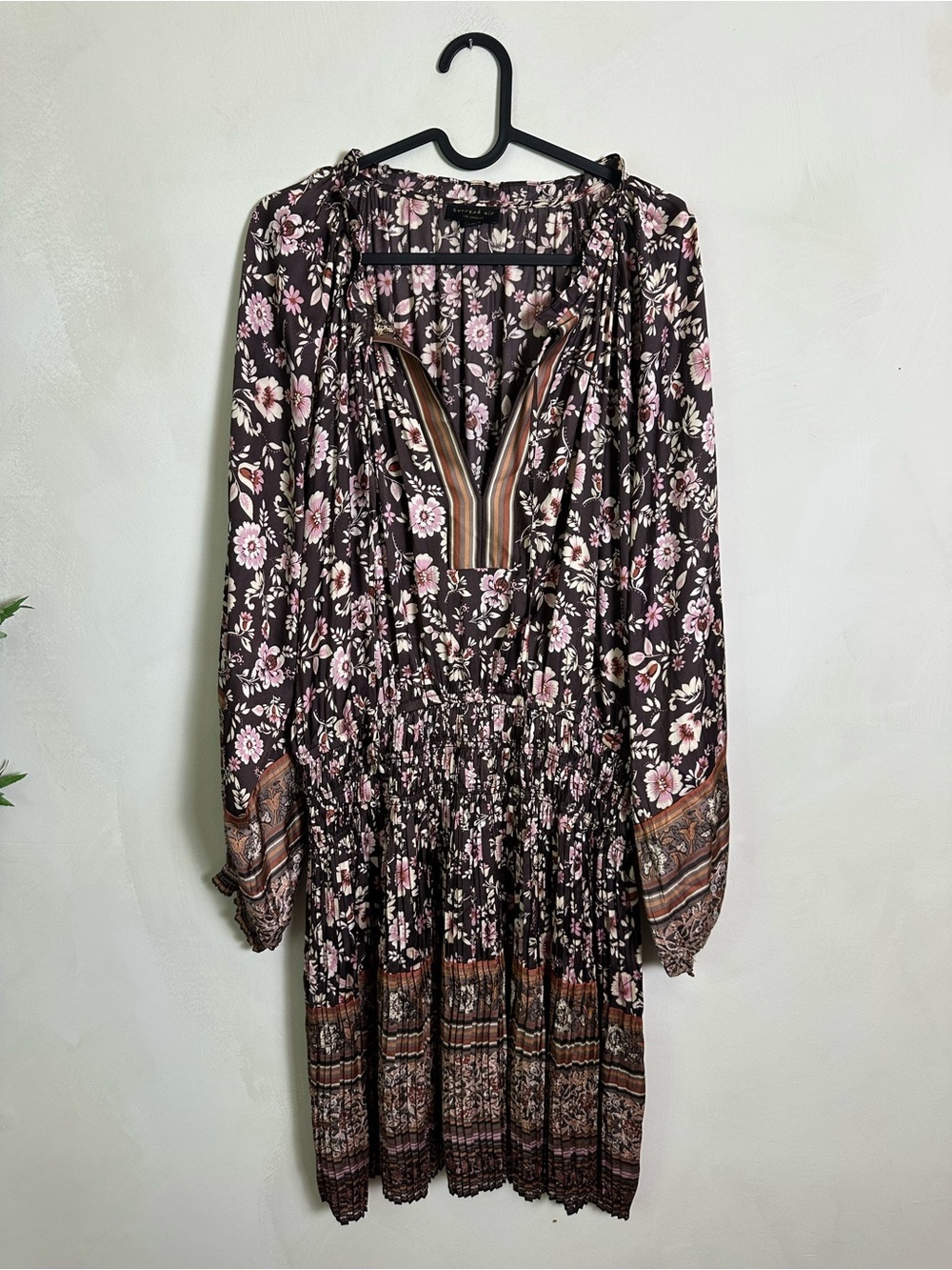 Anthropologie Current Air Alyce Dress XL Brown Pink